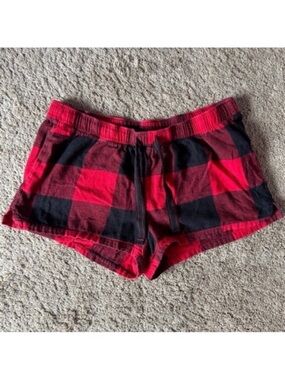 Women’s Black and Red Flannel Shorts